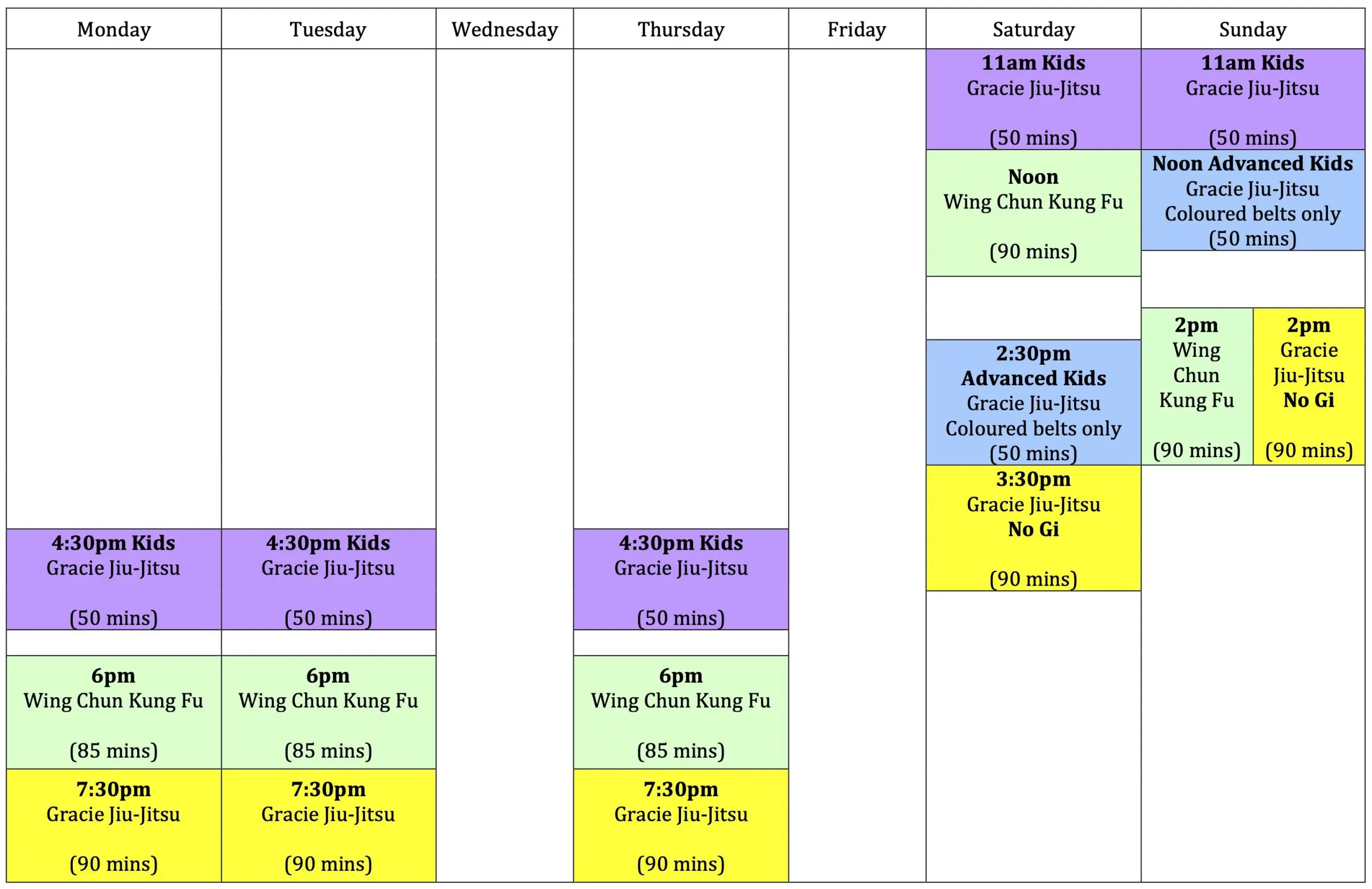 Class Schedule