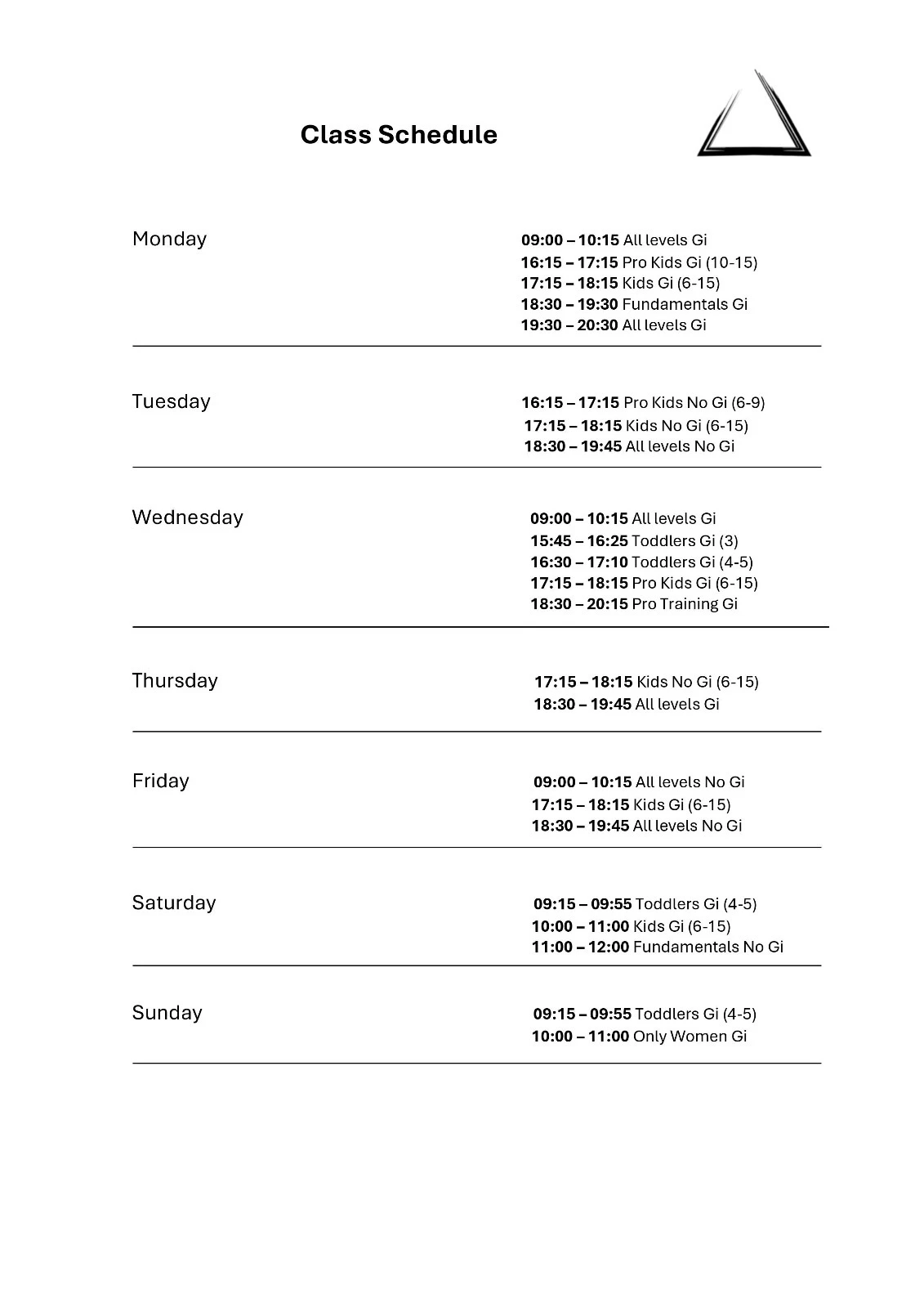 Class Schedule