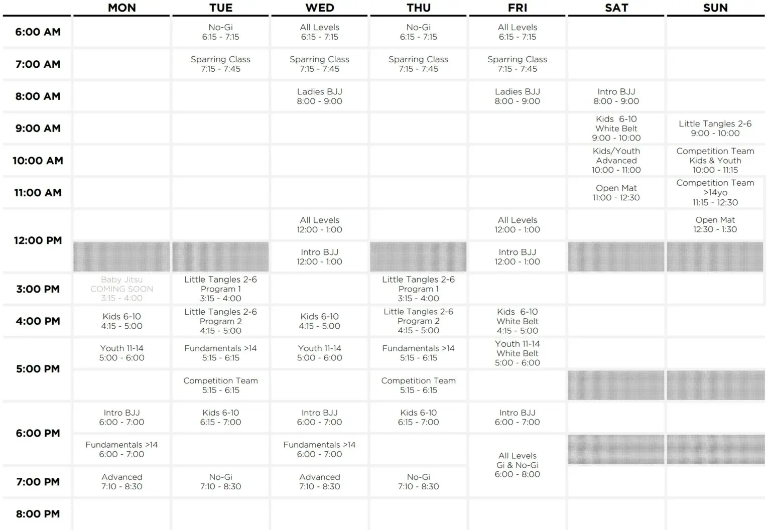 Class Schedule